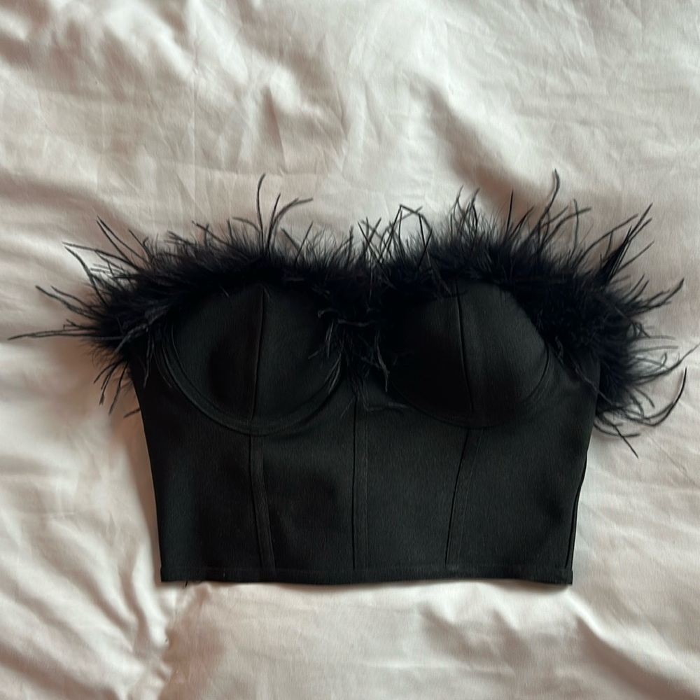 Strapless Fur Bustier
